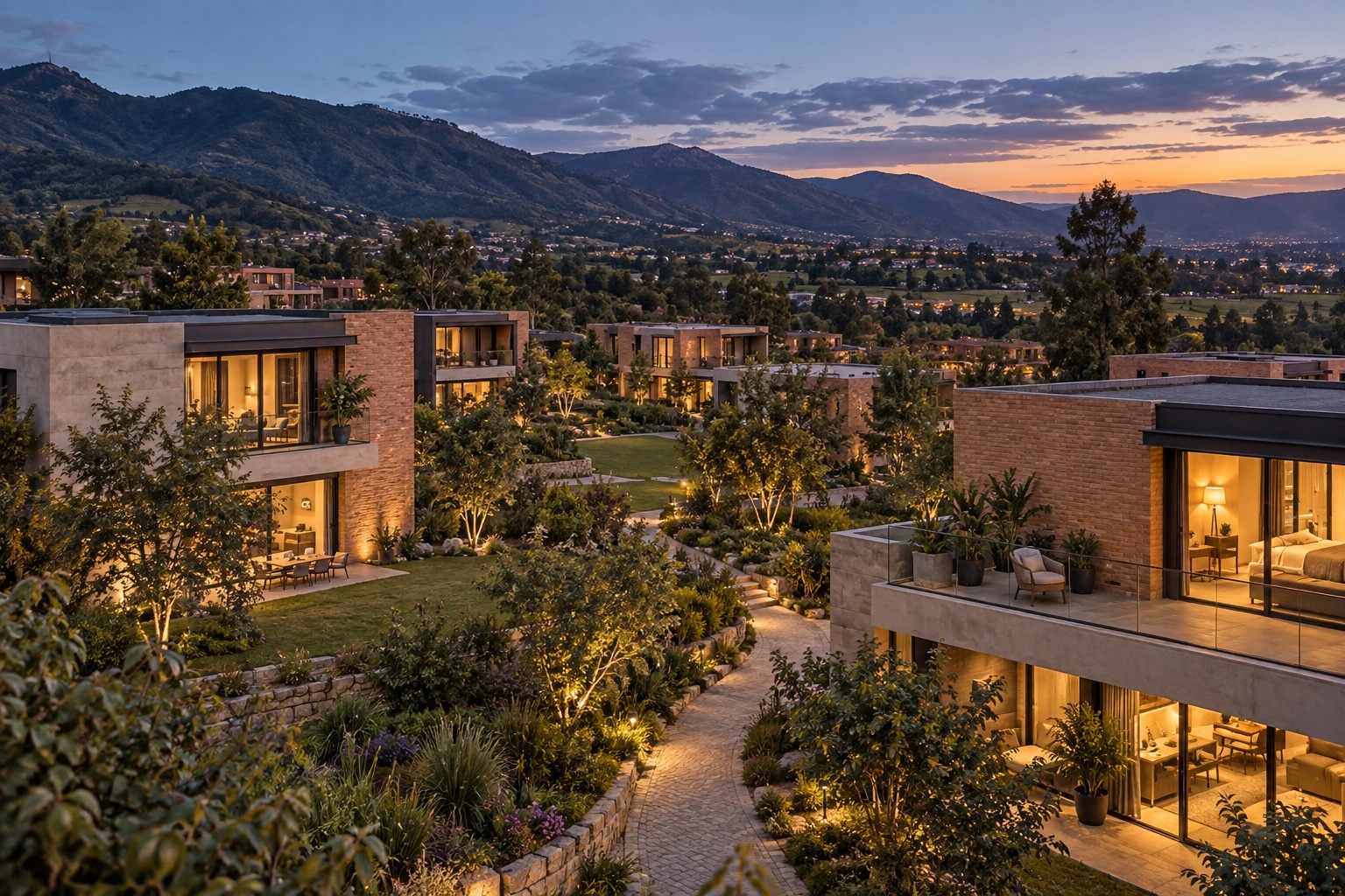 Illustrative residential development in an Andean landscape